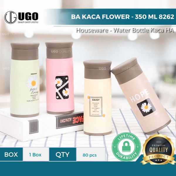 Botol Minum Kaca Flower 8262 350ml Fajartimur 6761